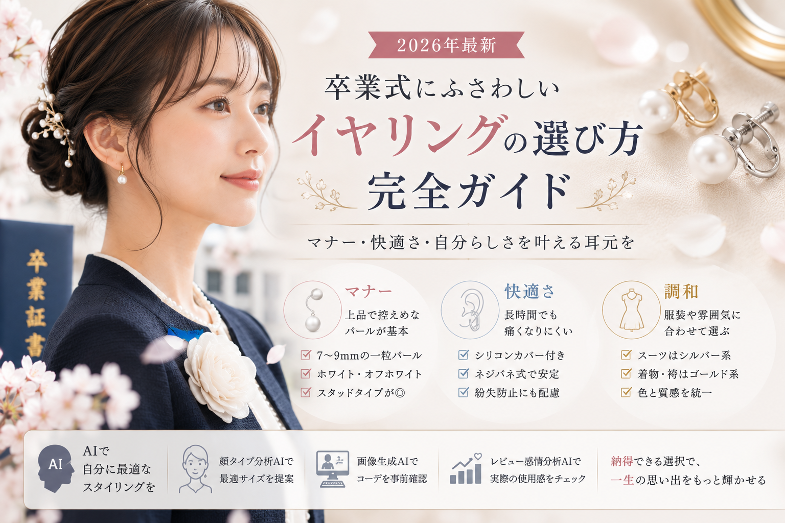 卒業式にふさわしいイヤリング選び|上品さと華やかさを叶えるポイント