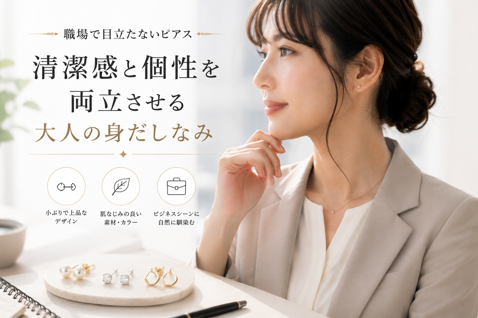 職場で目立たないピアス:清潔感と個性を両立させる大人の身だしなみ
