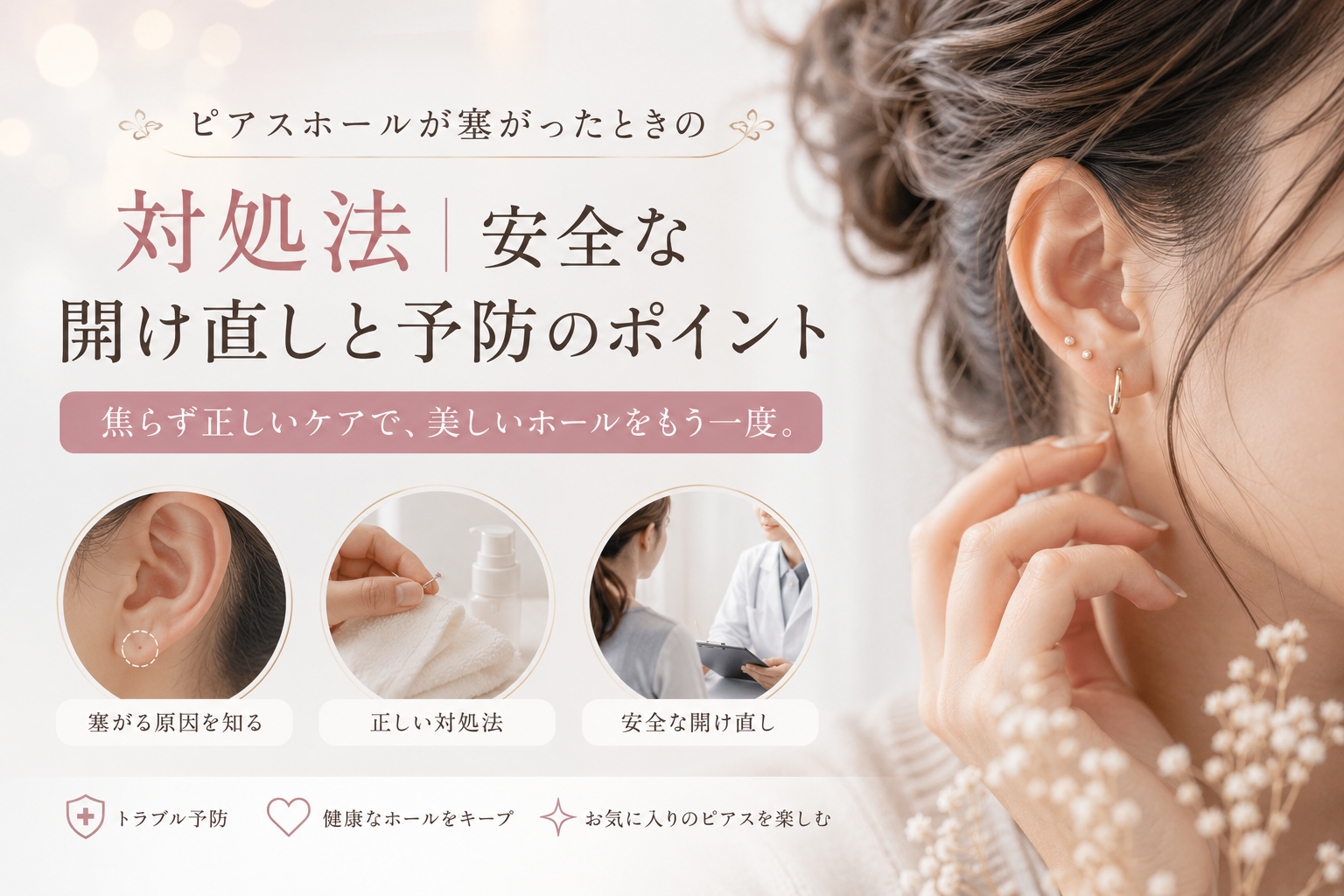 ピアスホールが塞がったときの対処法｜安全な開け直しと予防のポイント