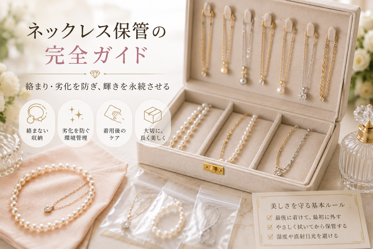 ネックレスの保管方法ガイド:絡まりと劣化を防ぎ、輝きを永続させる専門知識