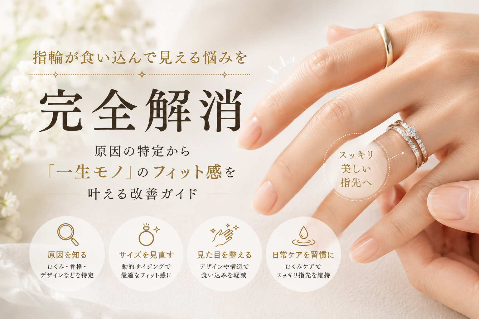 指輪が食い込んで見える悩みを完全解消:原因の特定から「一生モノ」のフィット感を叶える改善ガイド