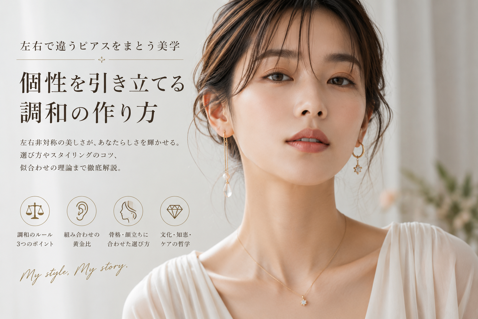 左右で違うピアスをまとう美学―個性を引き立てる調和の作り方