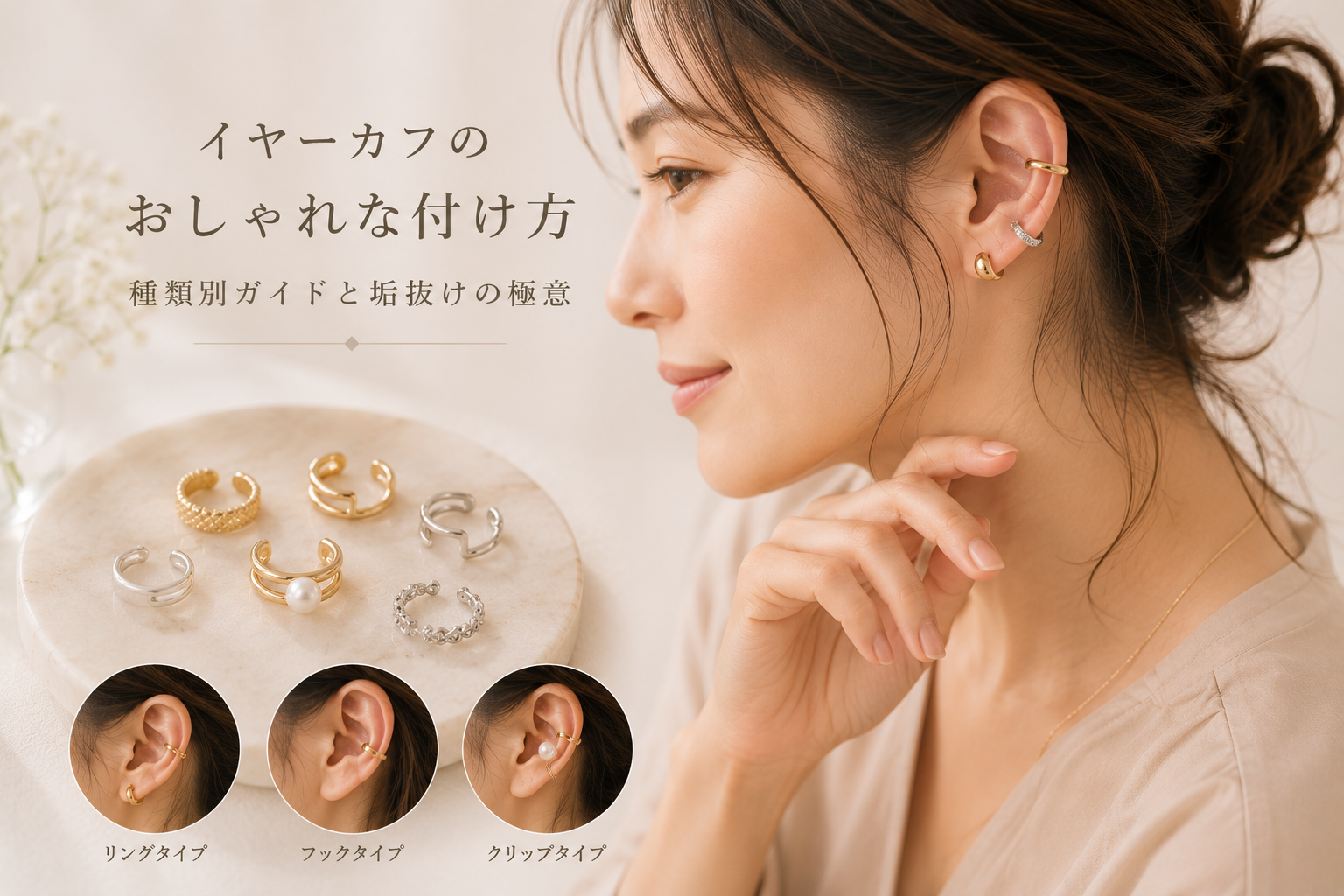 イヤーカフのおしゃれな付け方：種類別ガイドと垢抜けの極意