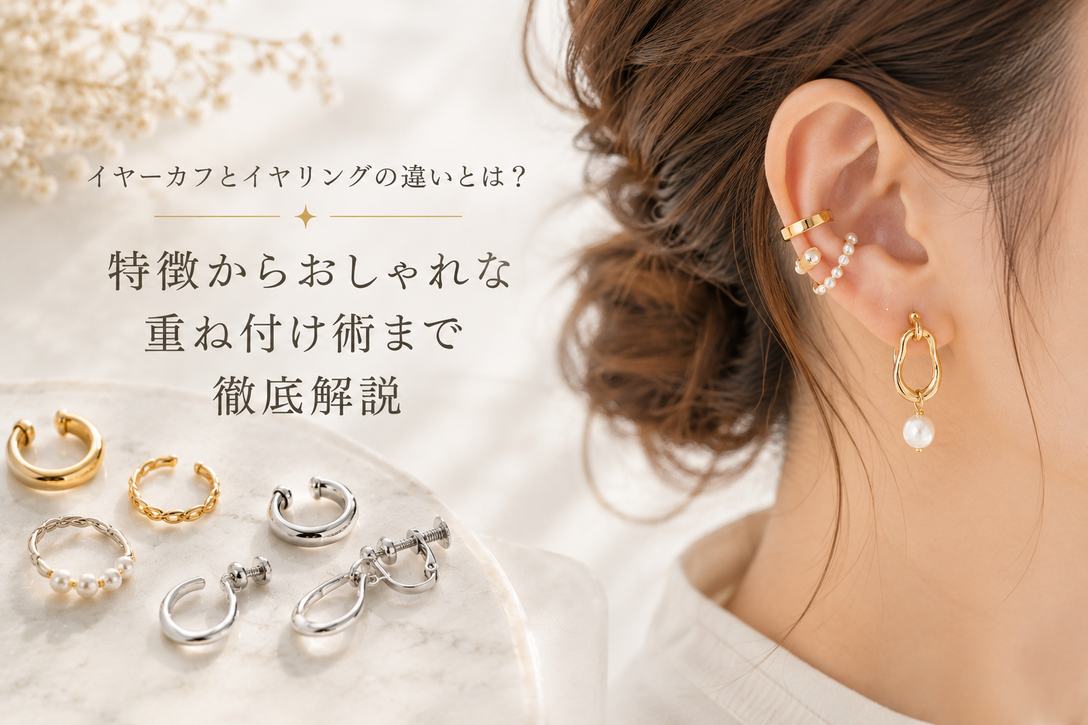 イヤーカフとイヤリングの違いとは？特徴からおしゃれな重ね付け術まで徹底解説