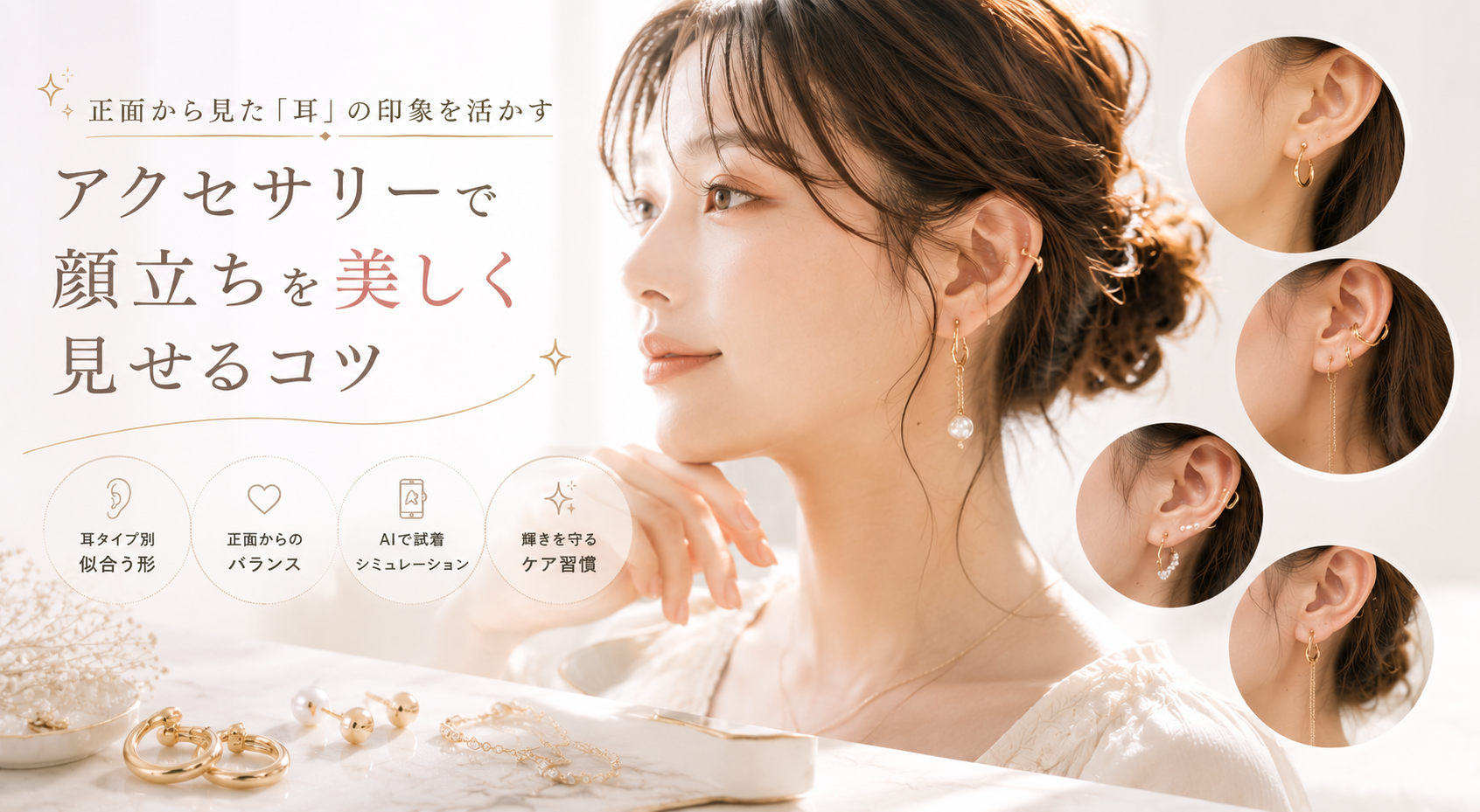 正面から見た「耳」の印象を活かす！アクセサリーで顔立ちを美しく見せるコツ