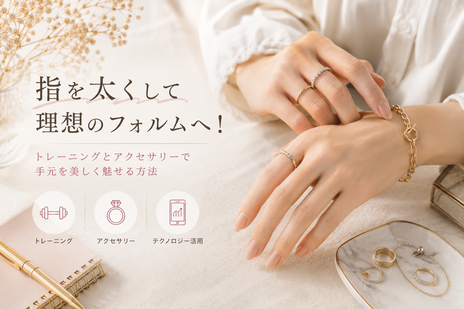 指を太くして理想のフォルムへ！トレーニングとアクセサリーで手元を美しく魅せる方法