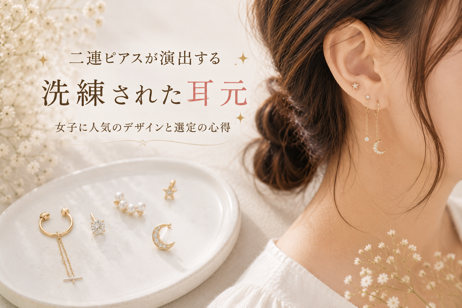 二連ピアスが演出する洗練された耳元：女子に人気のデザインと選定の心得