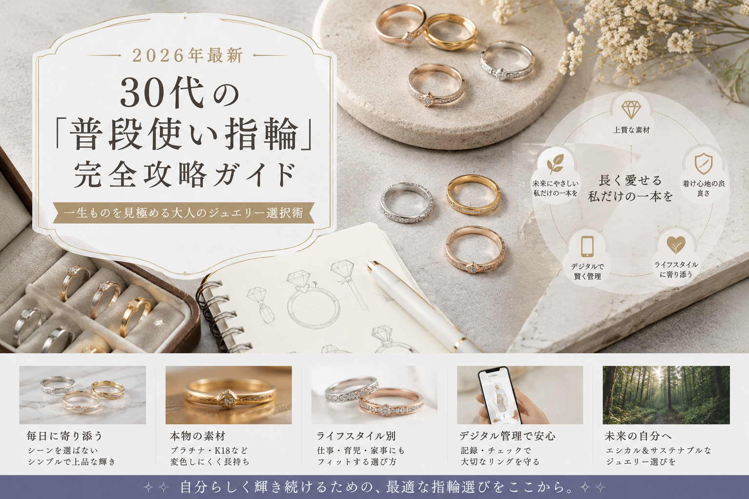 【2026年最新】30代の「普段使い指輪」完全攻略ガイド|一生ものを見極める大人のジュエリー選択術