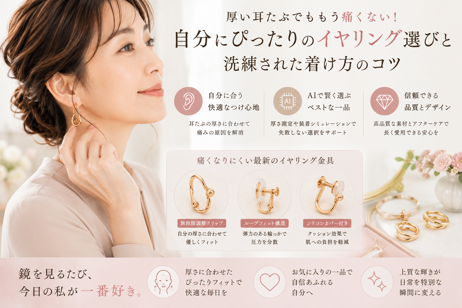 厚い耳たぶでももう痛くない！自分にぴったりのイヤリング選びと洗練された着け方のコツ
