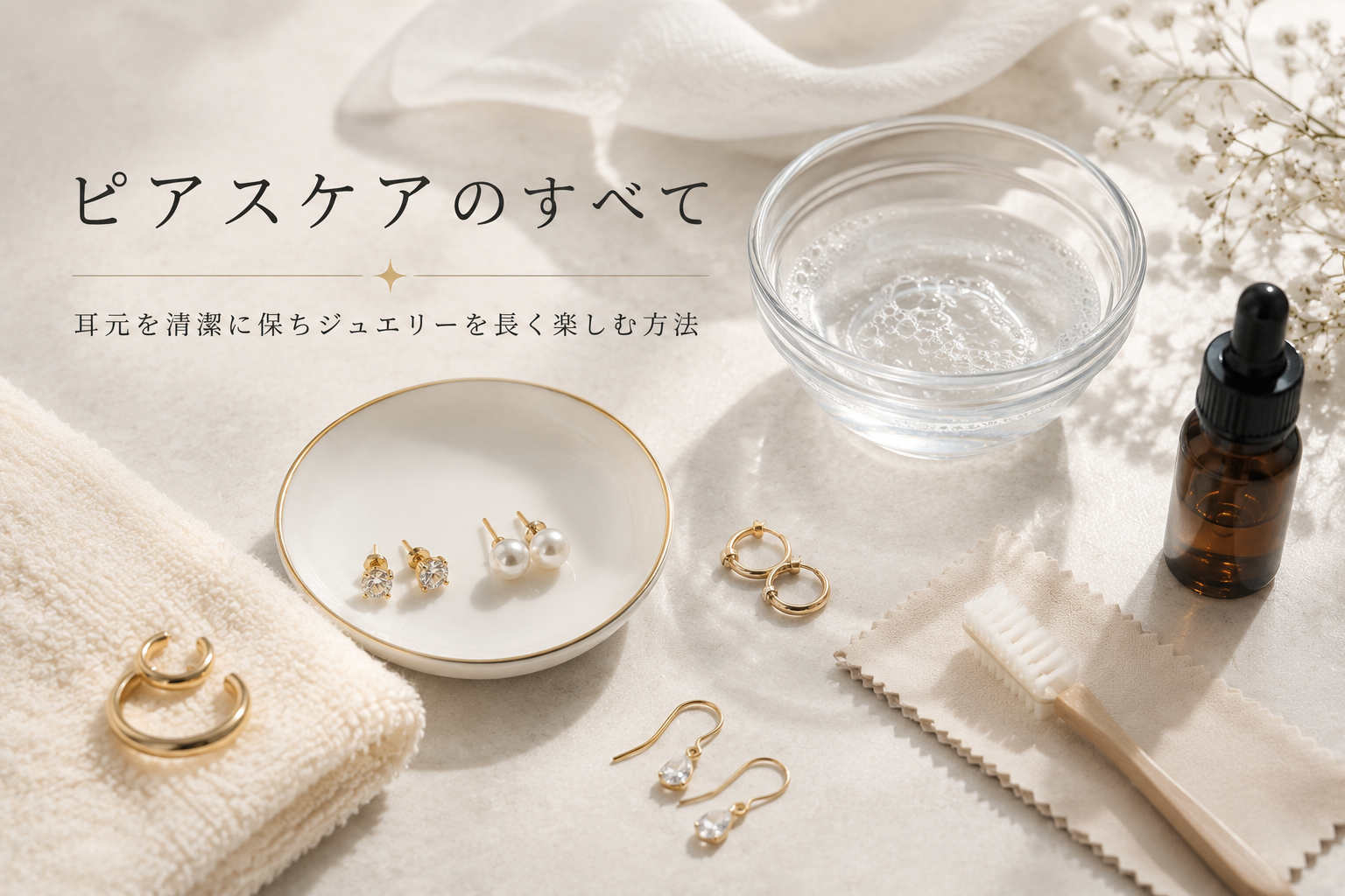 ピアスケアのすべて｜耳元を清潔に保ちジュエリーを長く楽しむ方法