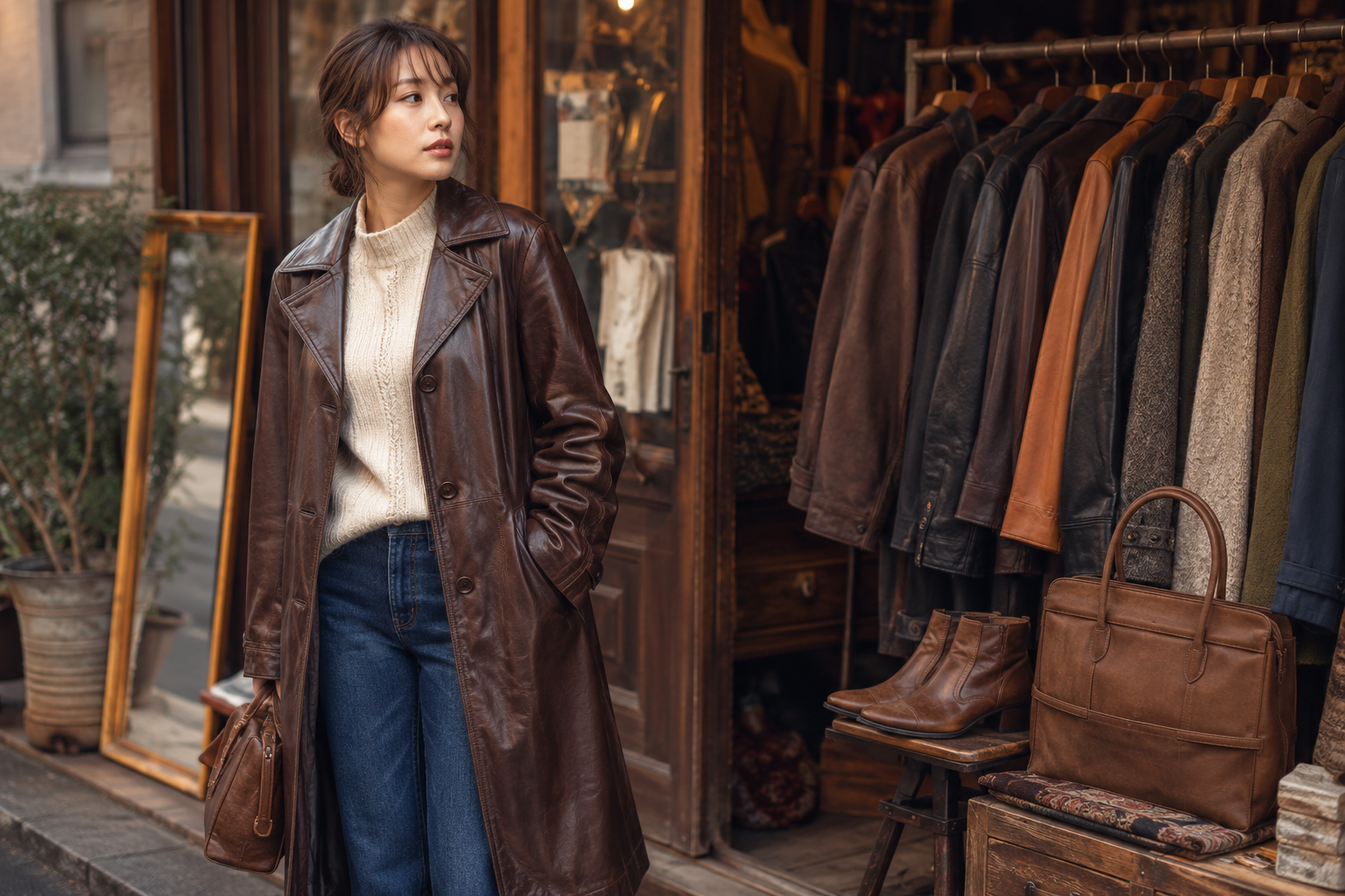 古着のレザーコートをおしゃれに着るには?大人女子向けコーデ術
