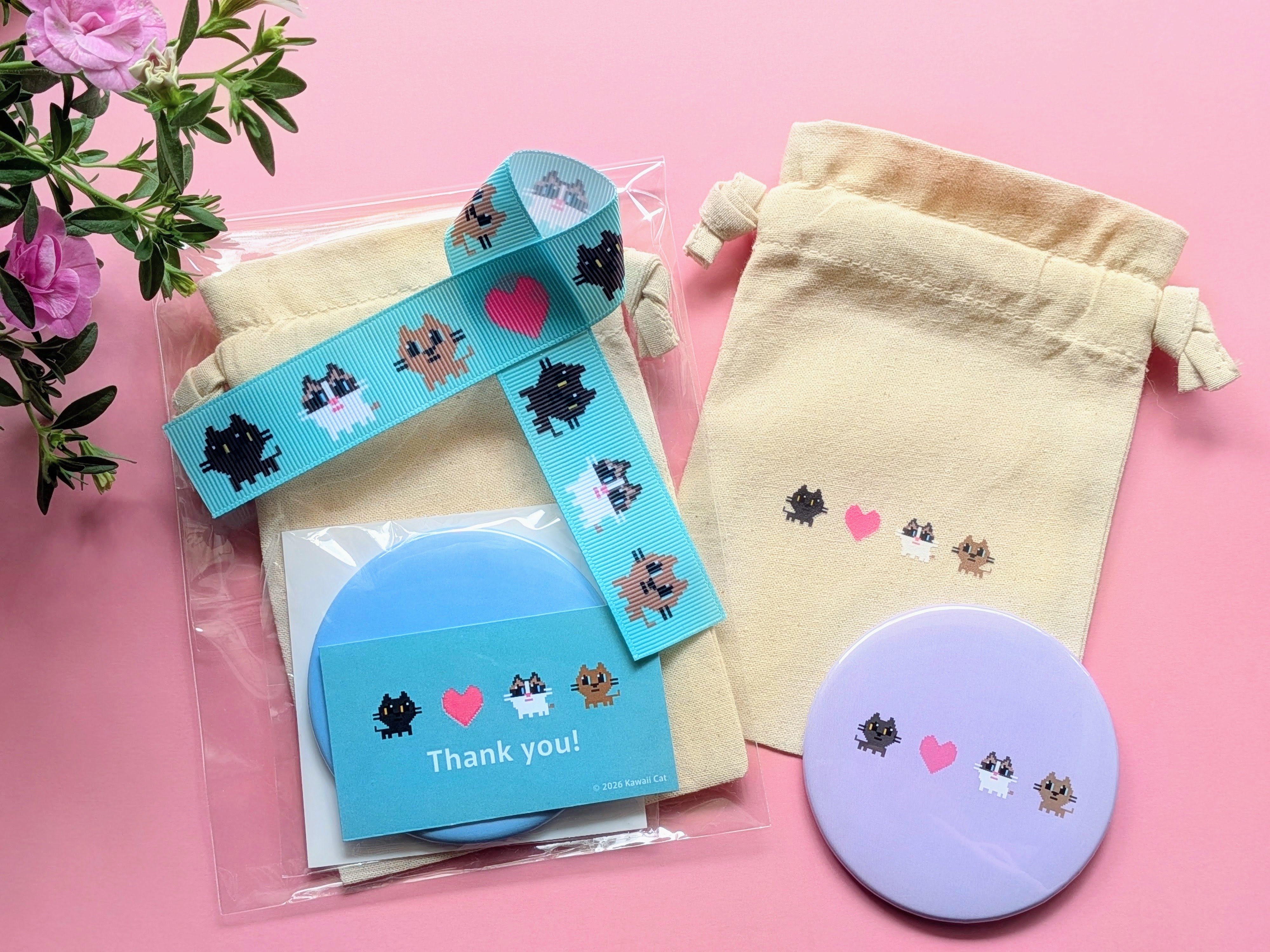 【母の日限定】　Kawaii Cat ミラー＆巾着セット発売！