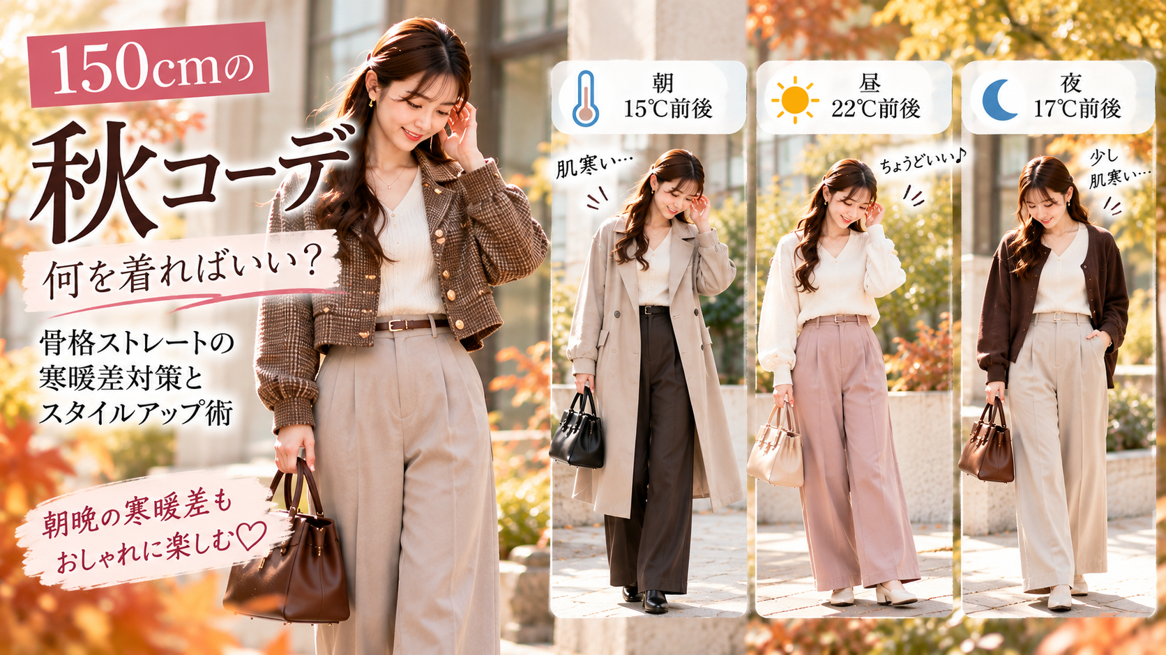 150cmの秋コーデ、何を着ればいい?骨格ストレートの寒暖差対策とスタイルアップ術