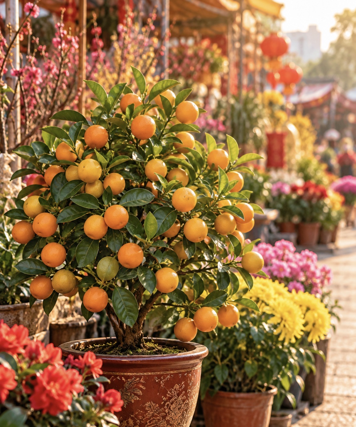 春節に小さなミカンの鉢植えを飾るのはなぜ？