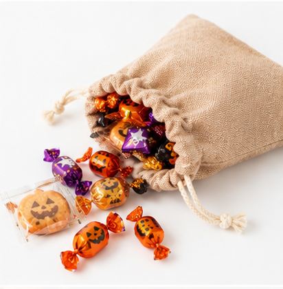 ハロウィンのお菓子入れに巾着を!