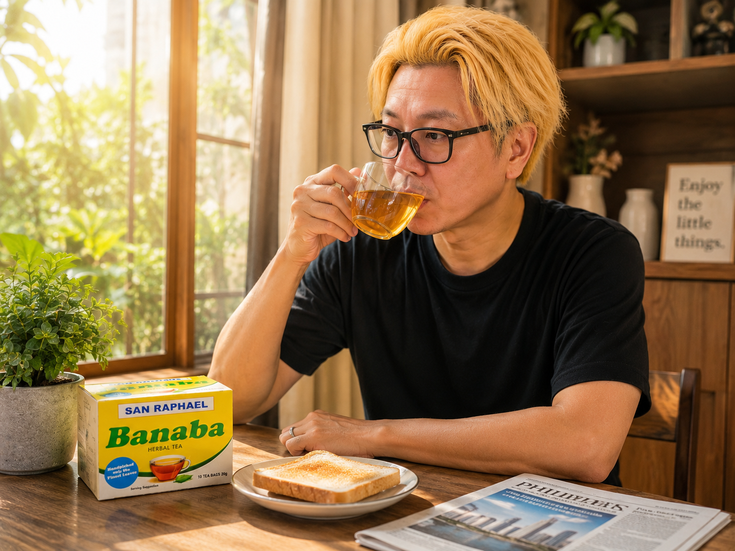 バナバ、朝一番の習慣。