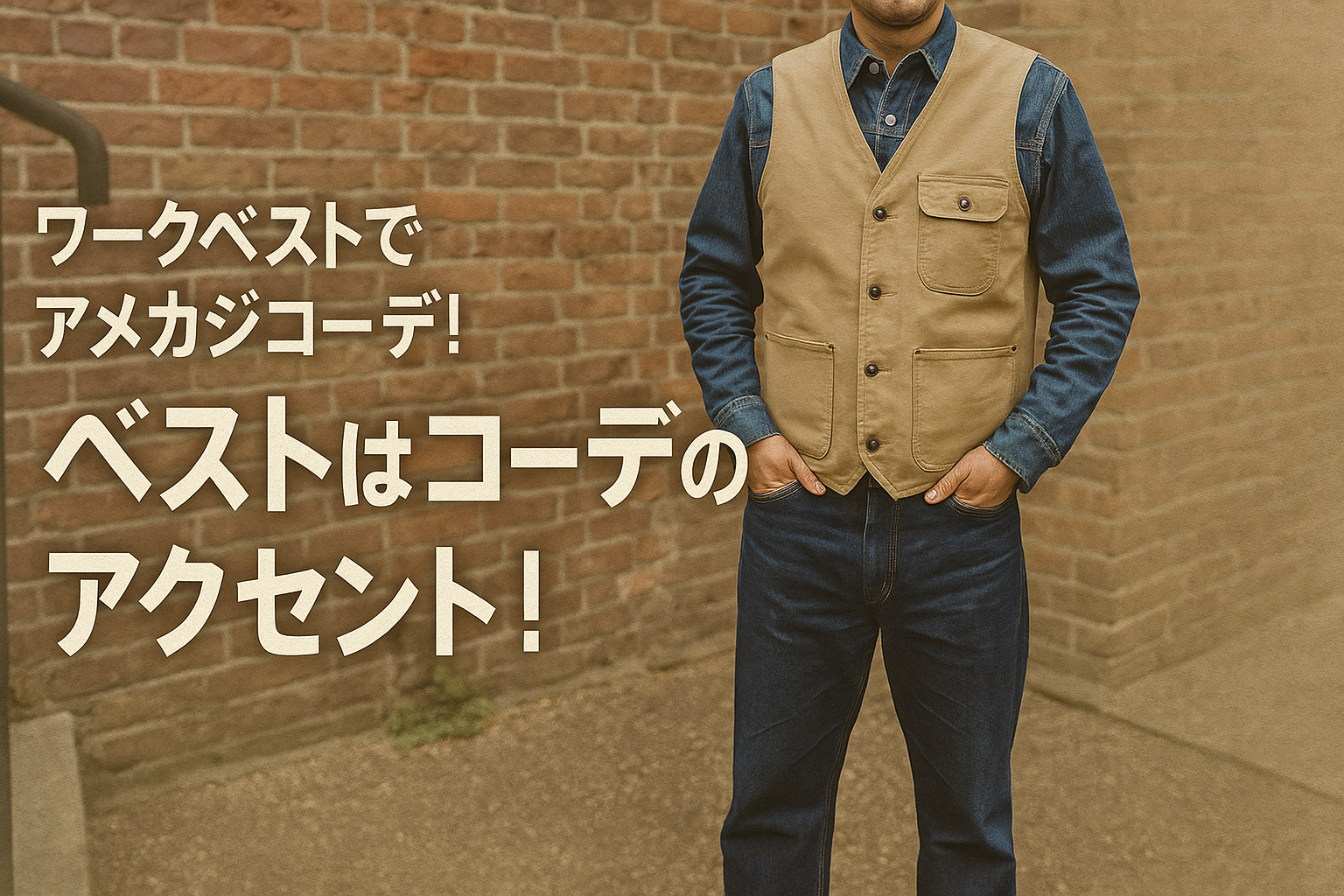 ワークベストでアメカジコーデ！ベストはコーデのアクセント！