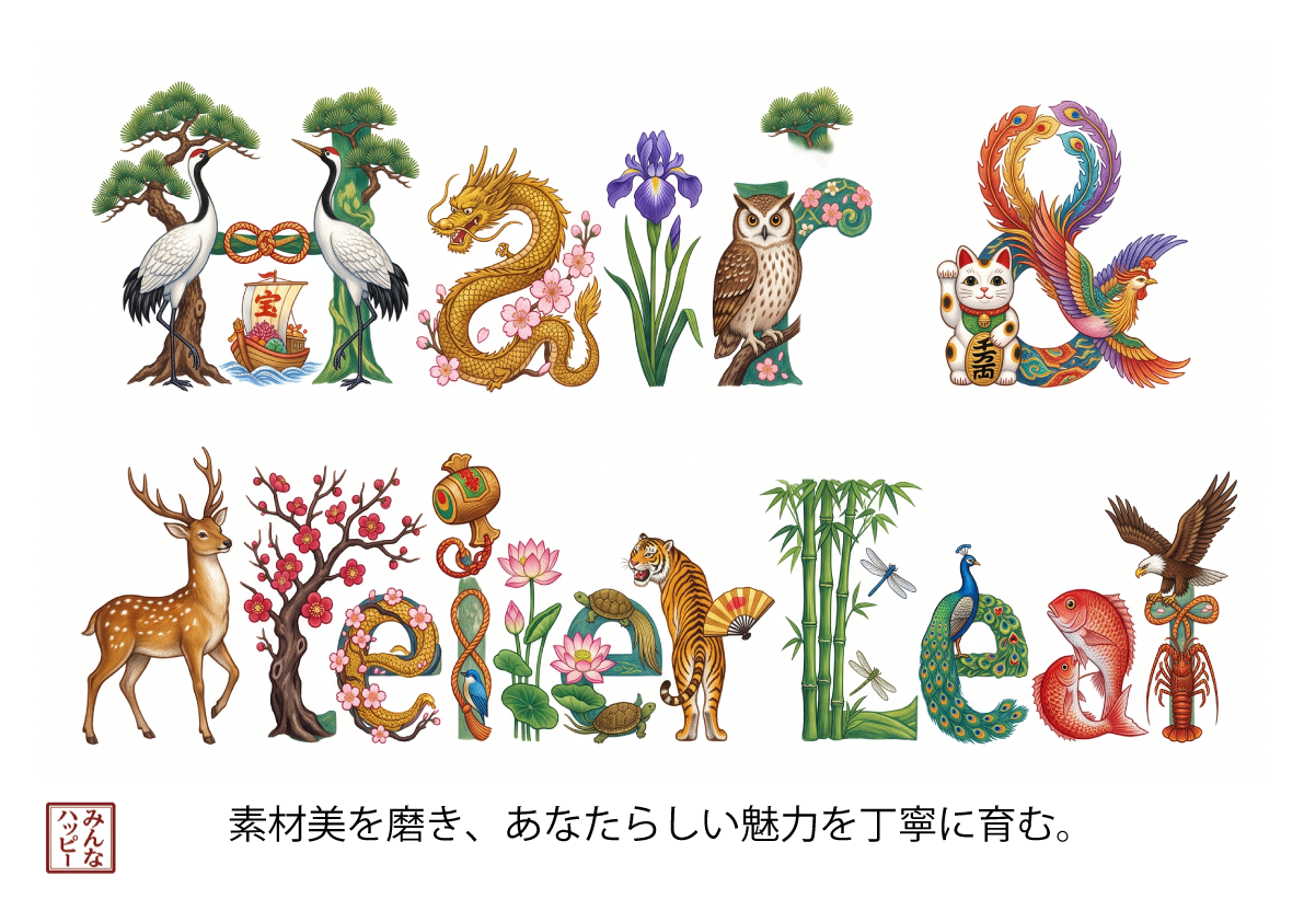 美容室「Hair & Atelier Leaf」様の花文字作品