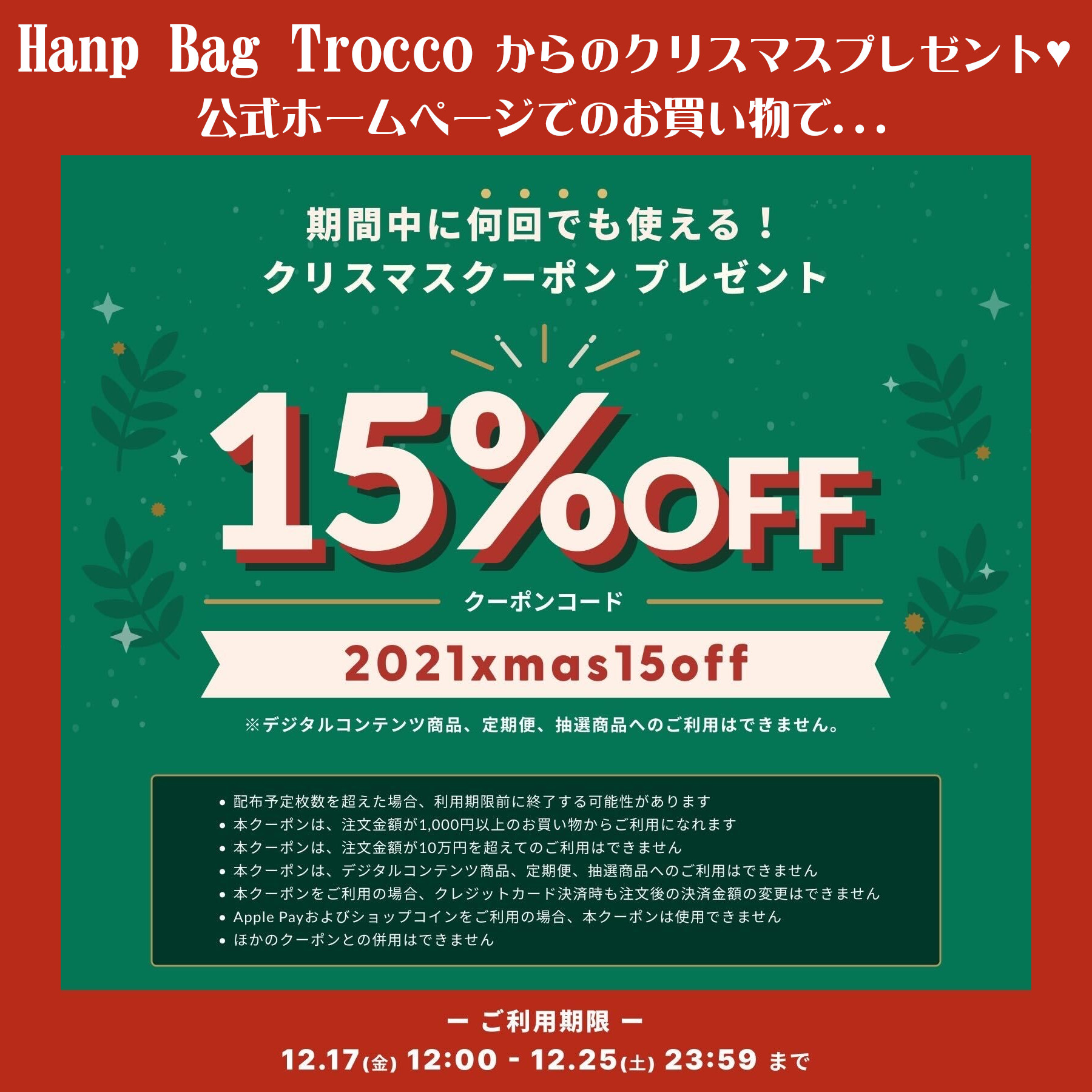 Hanp Bag Troccoからのクリスマスプレゼント☆
