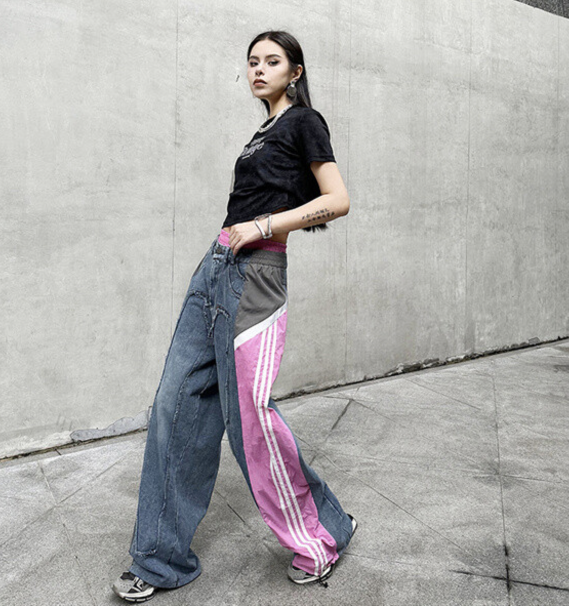 REMAKE PATTERN DENIM PANTS
