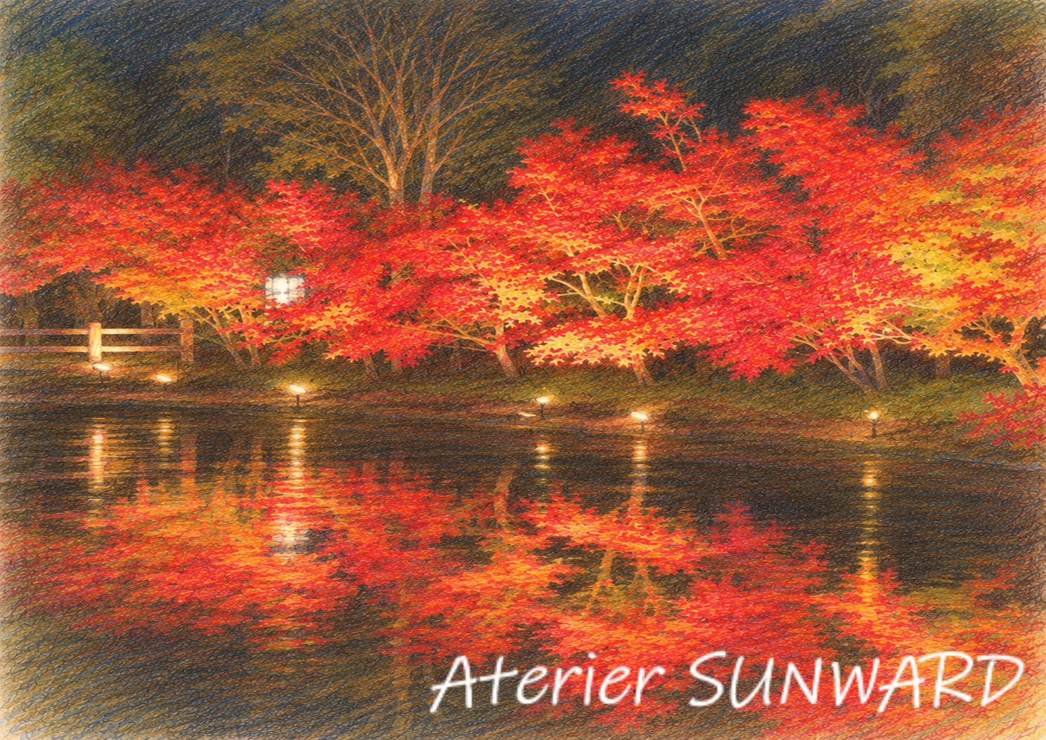 【新作】水面にも映る鮮やかな紅葉