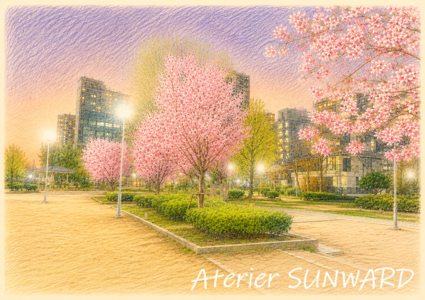【新作】都会の公園で咲き誇る陽光桜