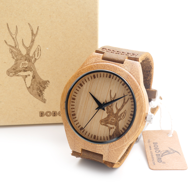 BOBOBIRD　鹿刻印　木製時計