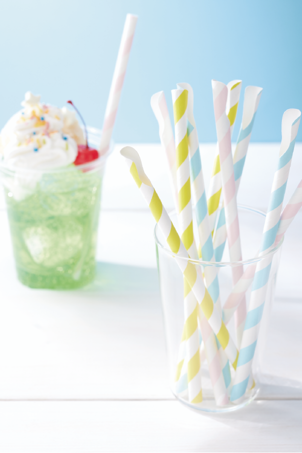 突き刺し強度UP！ペーパースプーンストローさーじ君（ストライプ）