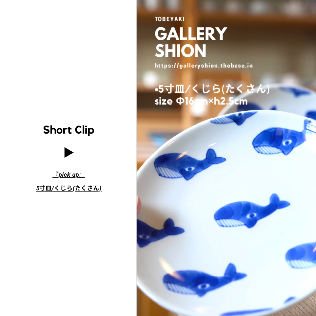(▶︎)5寸皿/くじら(たくさん)up!