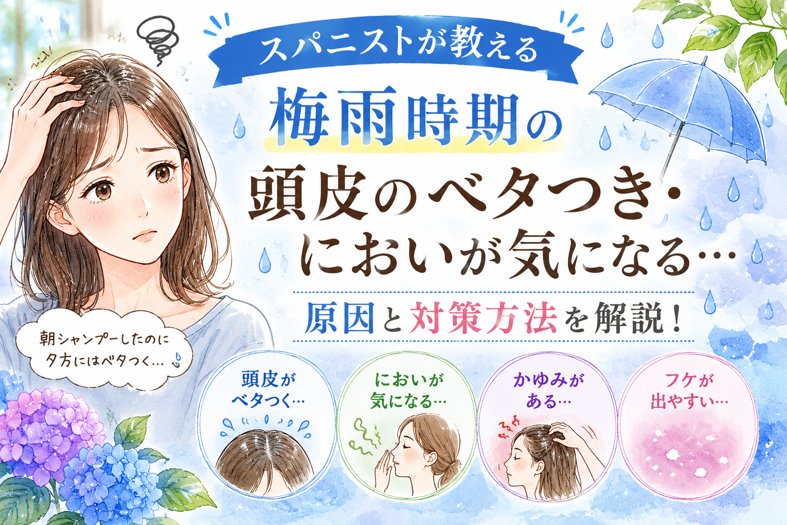 スパニストが教える｜梅雨時期に頭皮がベタつく理由と対策方法