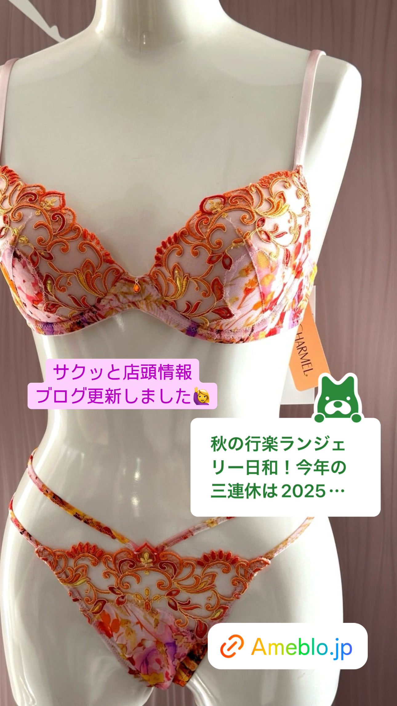 ランジェリー秋【ブログ】更新！SARDA &MARIE JO🩷2025春夏サンプル受注会開催中❤️