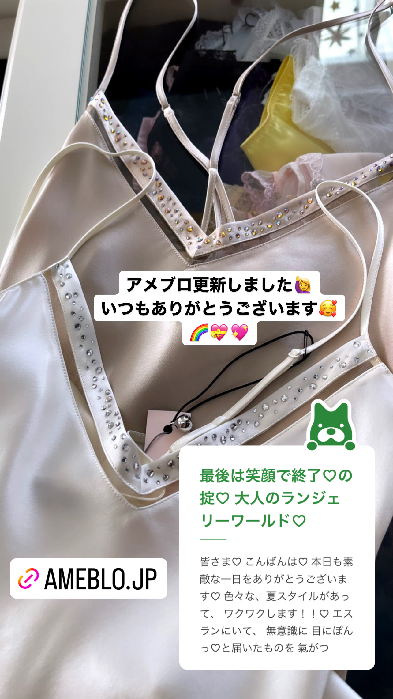 アメブロ更新しました♡最後は笑顔で終了♡の掟　大人のランジェリーワールド♡
