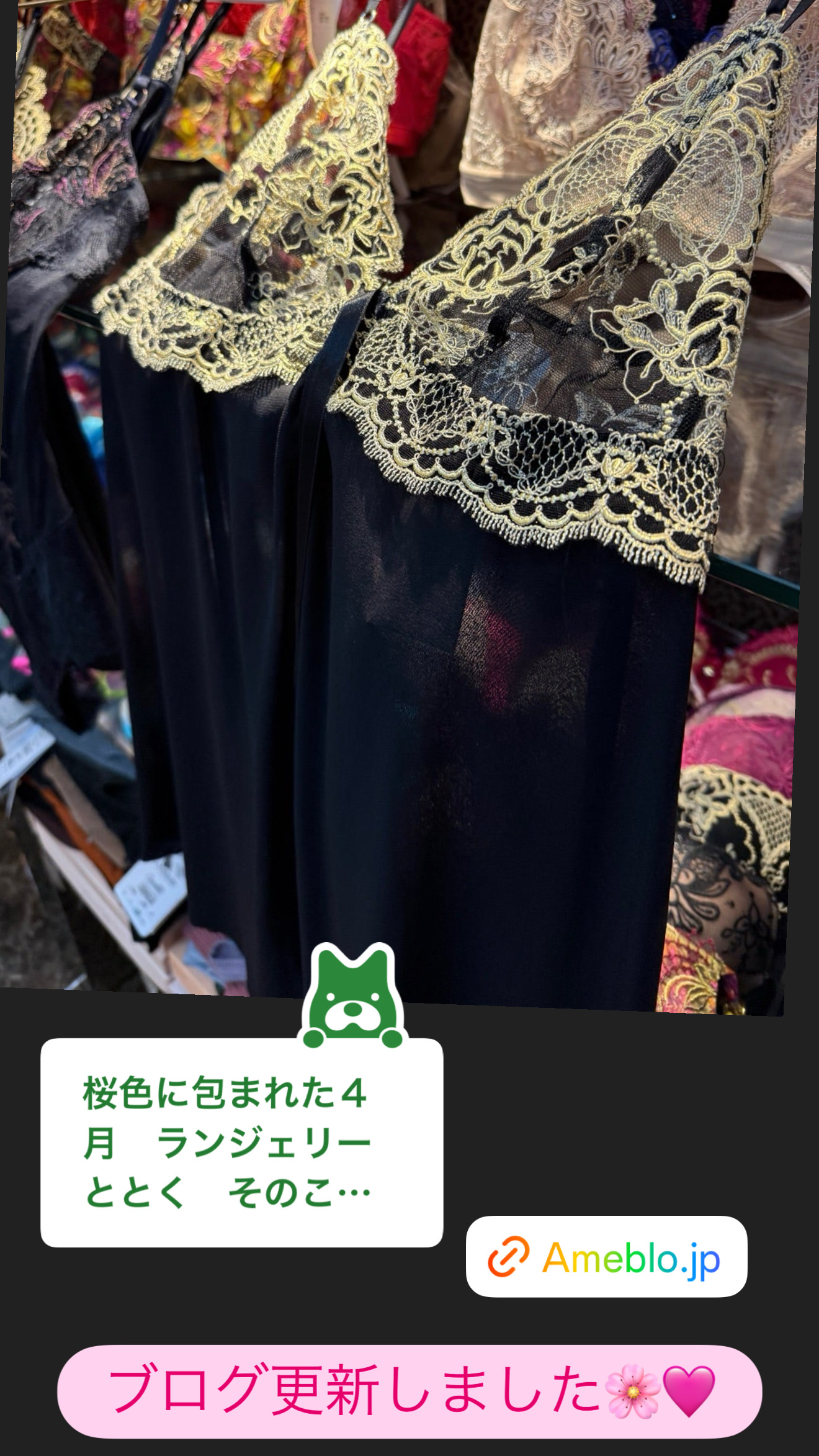 桜色に包まれた４月♡ただただランジェリー好き！溢れます！【ブログ】更新