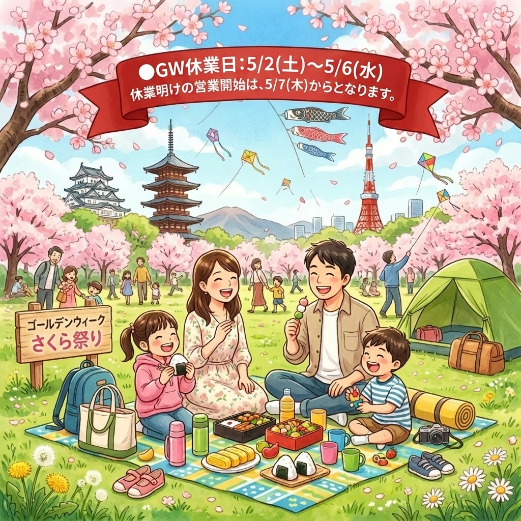 キエルキンショップ静岡2026年 GW休暇のお知らせについて