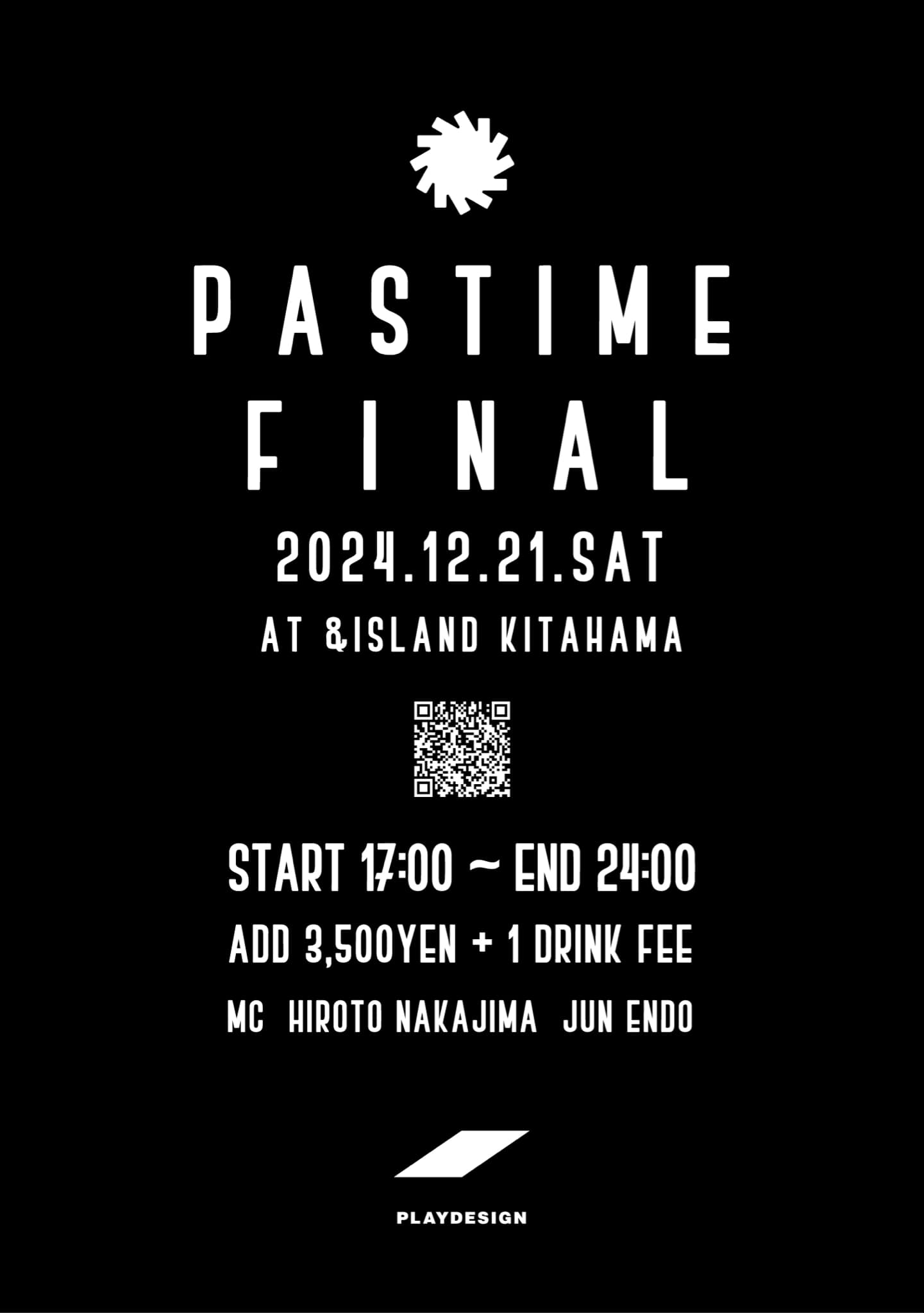 【イベント】12月21日（土）PLAYDESIGN presents 『PASTIME FINAL』