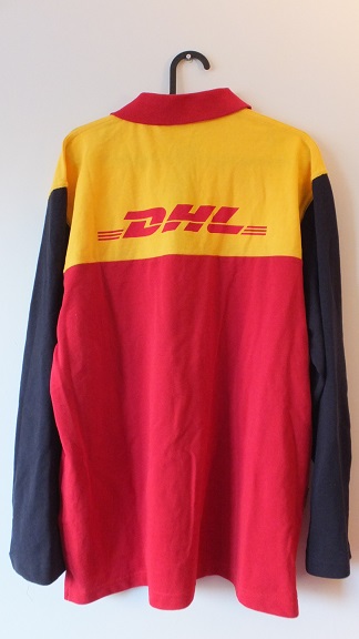 ～企業物古着を通して世界を知る～　DHL　両面ロゴプリント　作業着　ポロシャツ　長袖