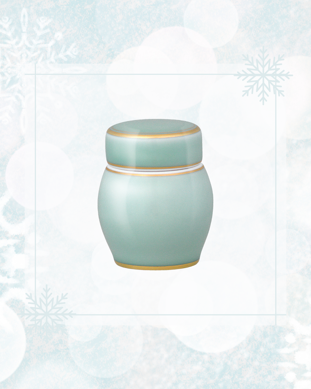 ブルークリスマスのイメージに合う手元供養は？　青磁金線はいかがでしょう！　香蘭社様のミニ骨壷です！