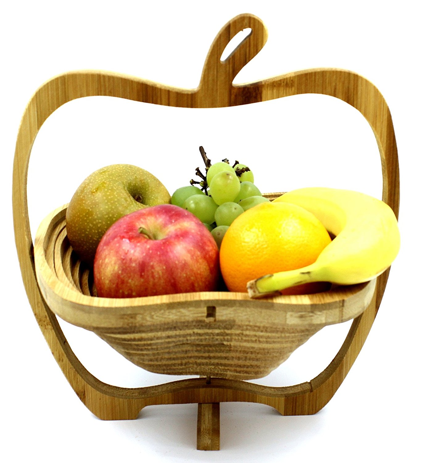 折りたためる木製ウッドバスケット【りんご】