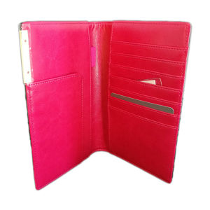 【黒×ホットピンク】パスポートケース 航空券・カード・ペンなどまとめて入る トラベルオーガナイザー　