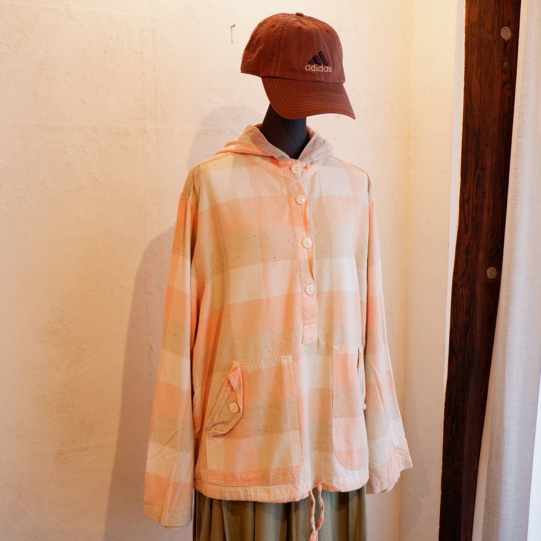 salmon pink cotton anorak jacket