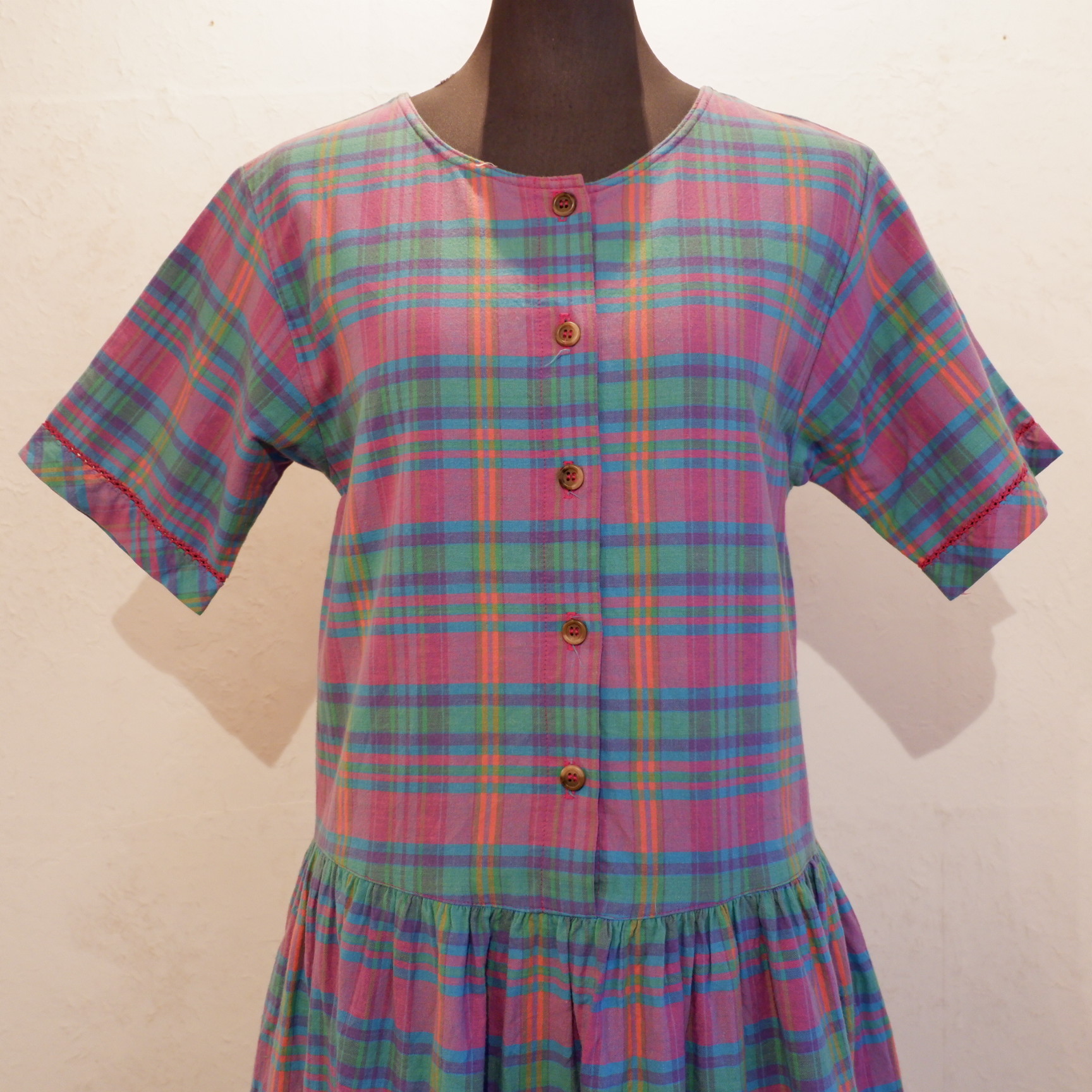 USA古着 cotton check one-piece