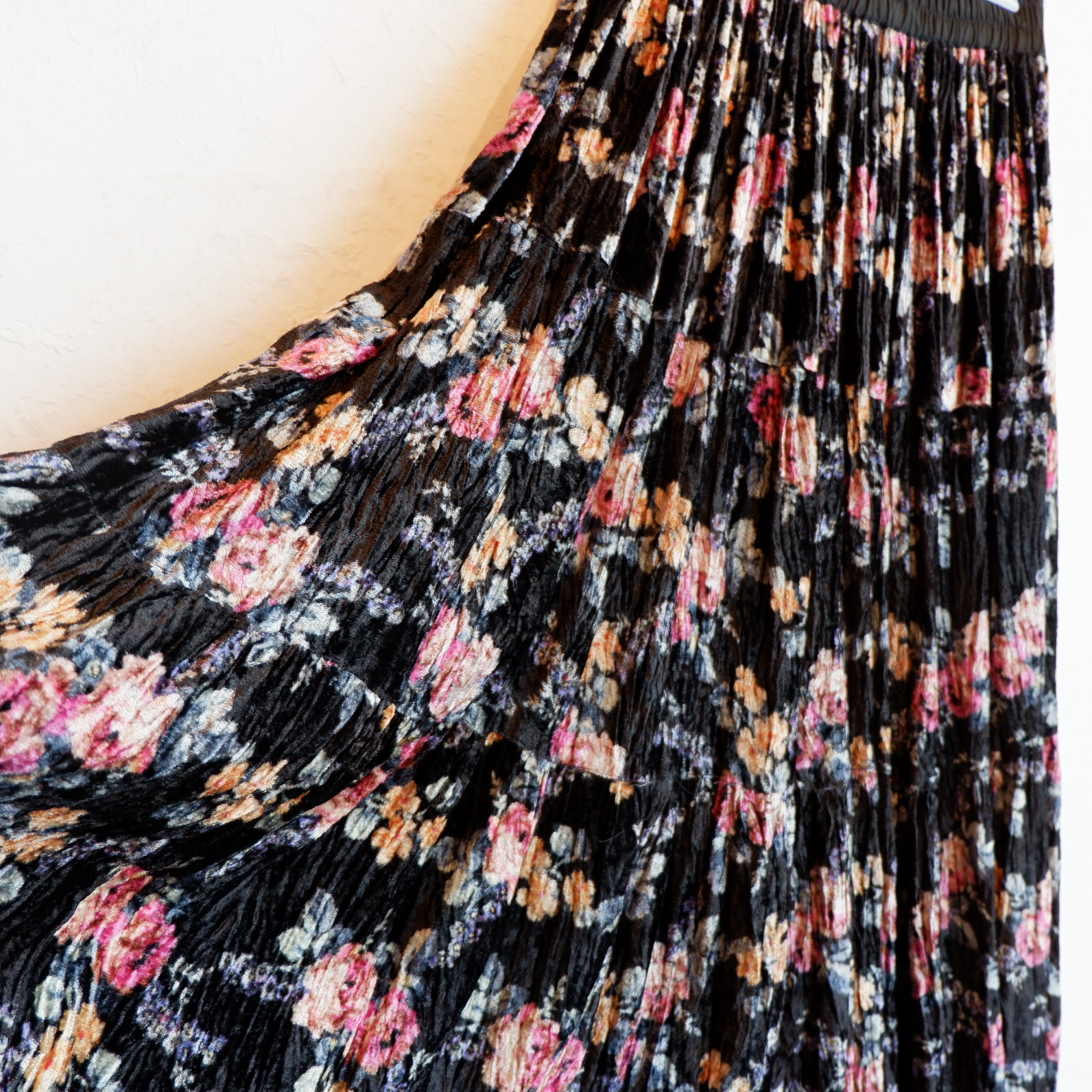 USA古着 rayon velour flower skirt