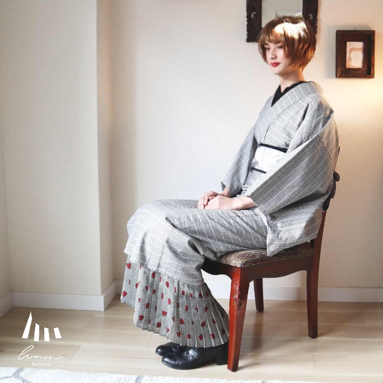 【新作ホムシュヘム】Plaid & Rose