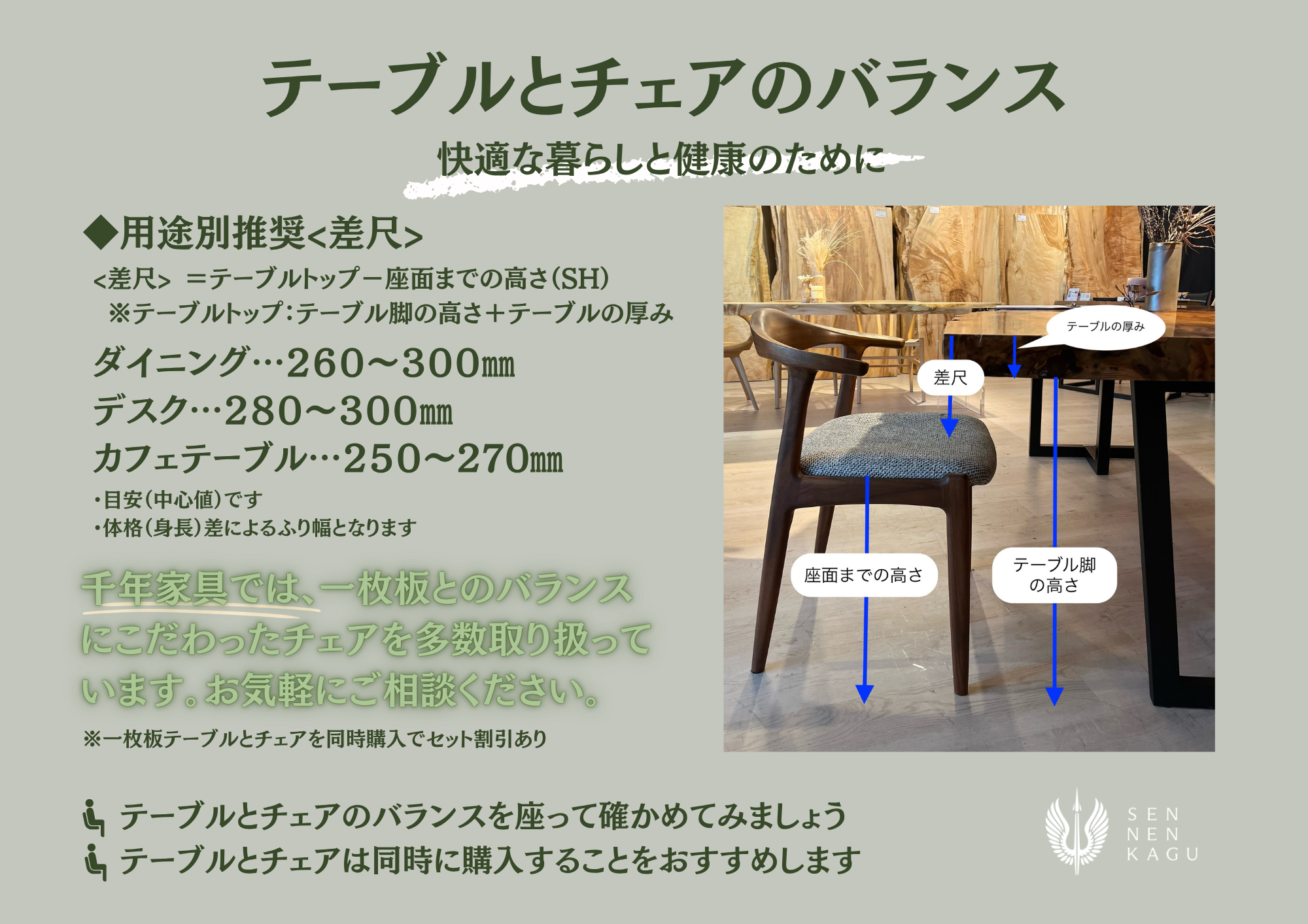 ダイニングテーブルとチェアのバランスについて