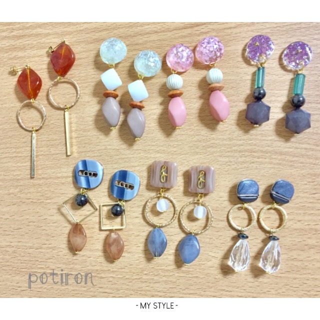 ビーズピアス❁﻿全て1点物の新作です。