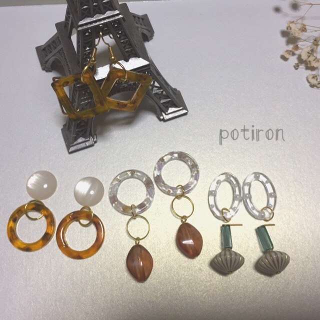 わっかやしかくのピアス/イヤリング出品しました〜(*˘︶˘*)