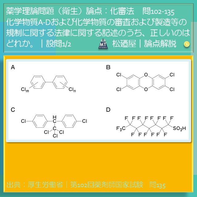 松廼屋｜論点解説　薬剤師国家試験対策ノート問102-135【衛生】論点：化審法1