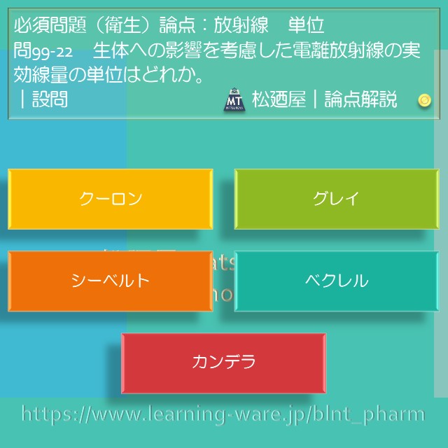 松廼屋｜論点解説　薬剤師国家試験対策ノート問99-22【衛生】論点：放射線 / 単位