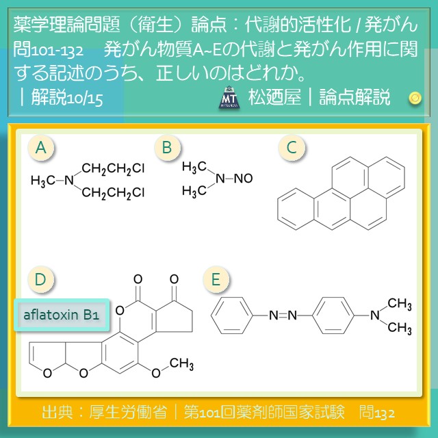 松廼屋｜論点解説　薬剤師国家試験対策ノート問101-132【衛生】論点：代謝的活性化 / 発がん4