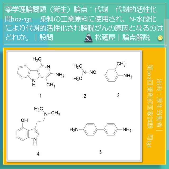 松廼屋｜論点解説　薬剤師国家試験対策ノート問102-131【衛生】論点：代謝 / 代謝的活性化1